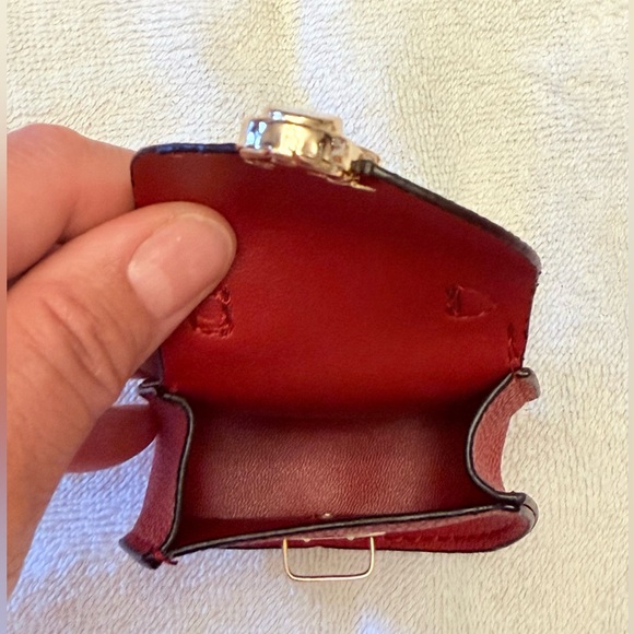 Red Mini Saddle Bag with Scarf Coin Purse / Purse Charm / Keychain. - Picture 6 of 6